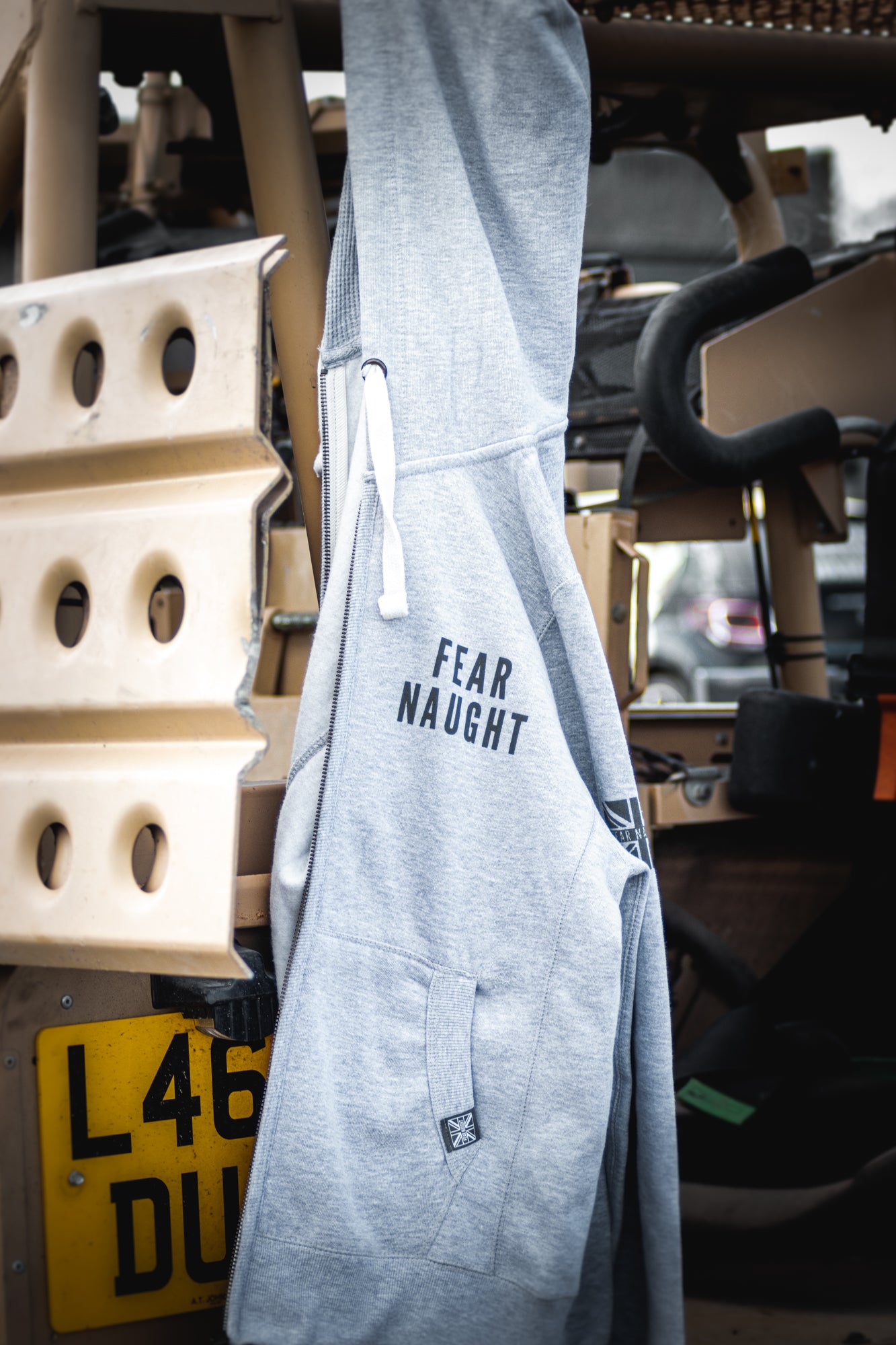 Fear Naught Zipped Hoodie in Grey