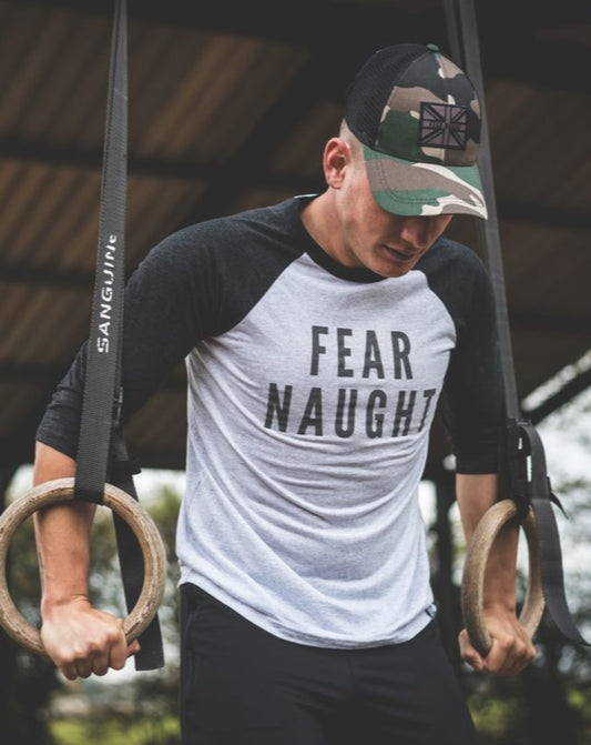 Fear Naught Baseball Tee White / Charcoal
