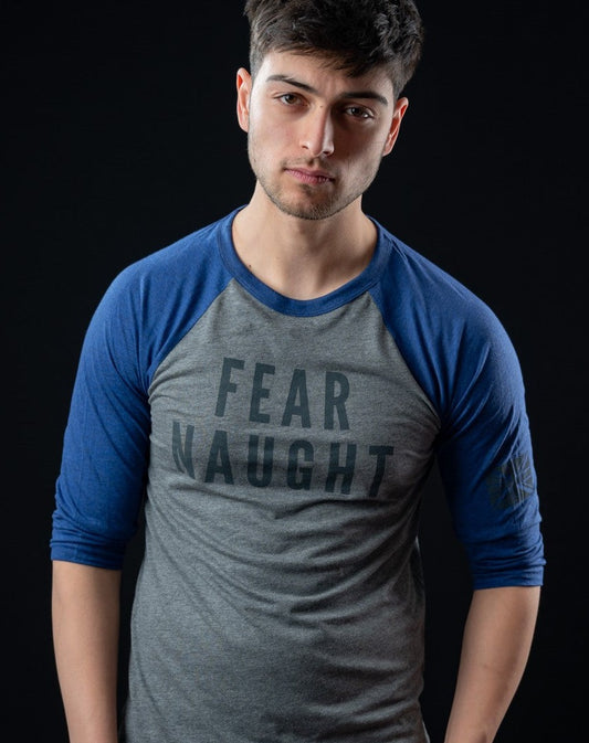 Fear Naught Baseball Tee Charcoal Blue