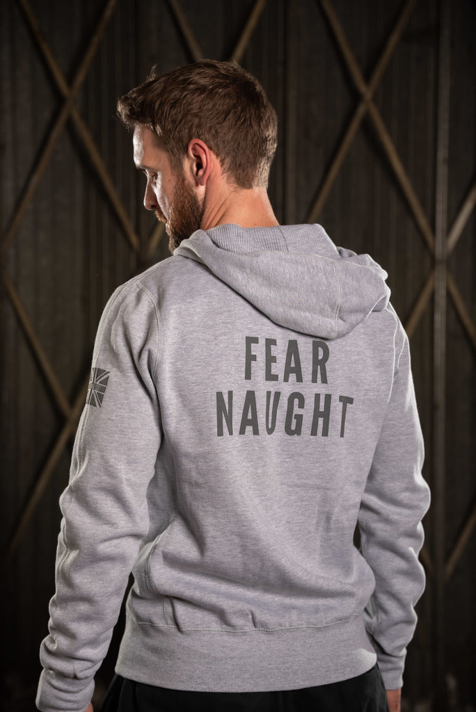 Fear Naught Zipped Hoodie in Grey